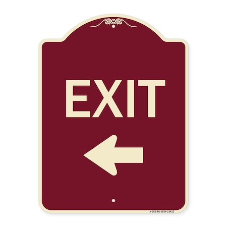 Signmission Parking Lot Exit Left Arrow Heavy-Gauge Aluminum Architectural Sign, 18" L, 24" H, BU-1824-23422 A-DES-BU-1824-23422